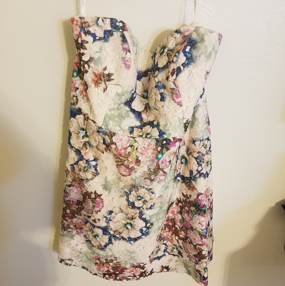David's Bridal strapless floral dress size 20